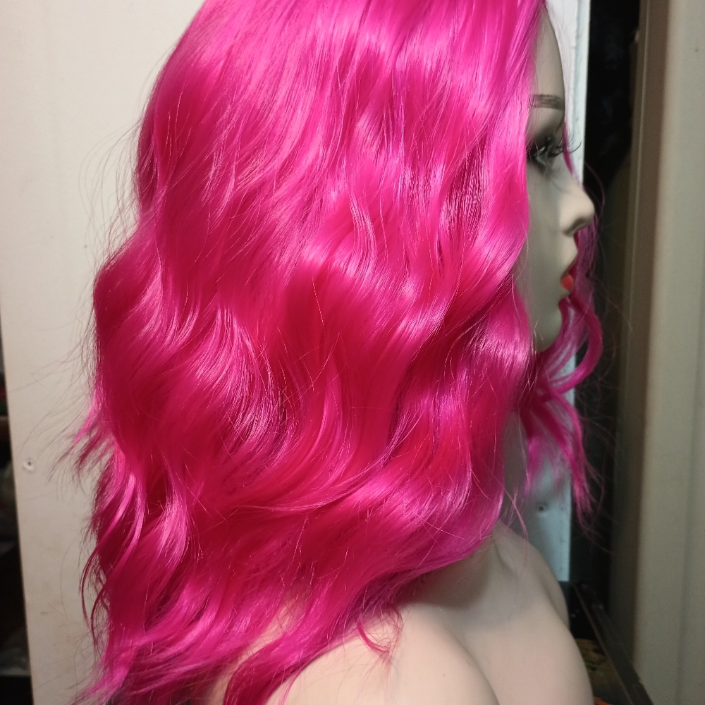 Vibrant Pink Wig for Women - Picture 3 of 6